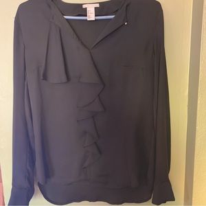 H&M black ruffled blouse